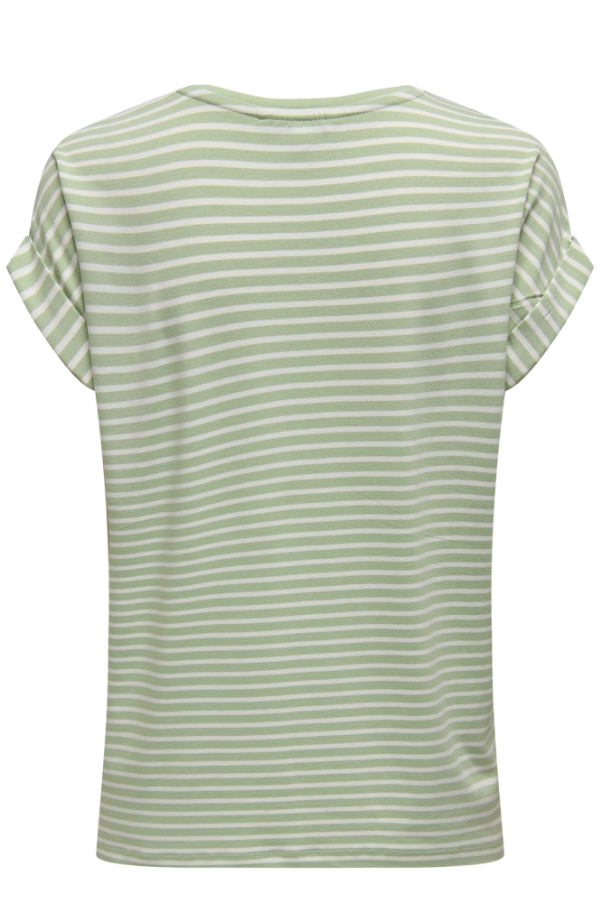 ONLMOSTER STRIPE S/S O-NECK TOP JRS 15206243 LAUREL GREEN/CLOUD DANC